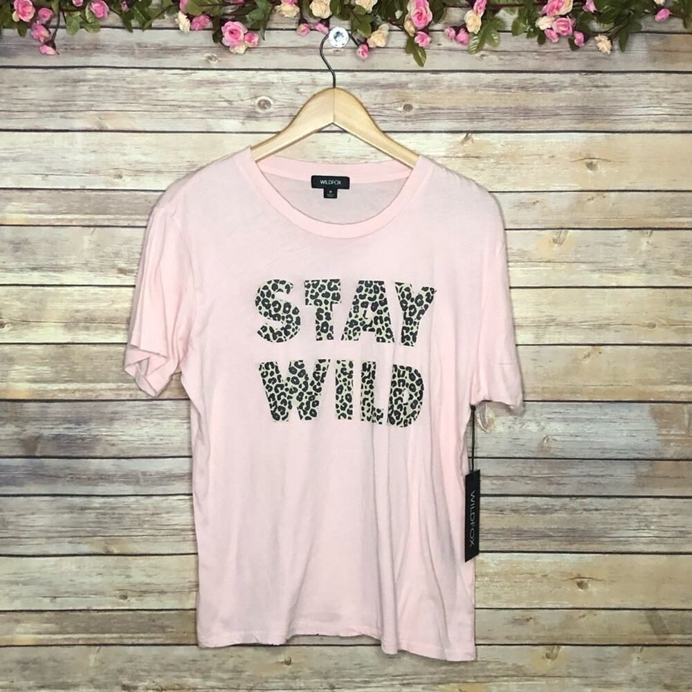 NWT Wildfox Tee Stay Wild in Leopard Print